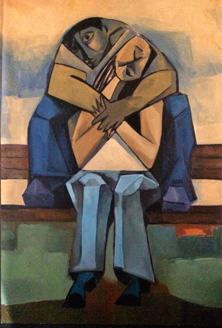 الثنائي الجالس المتعانق — AJ24 — عارف جميل