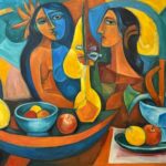 To Kvinder ved Bordet — AJ14 — Arif Jamil – Billedkunstner
