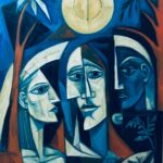 Tre Ansigter og en Måne — AJ56 — Arif Jamil – Billedkunstner