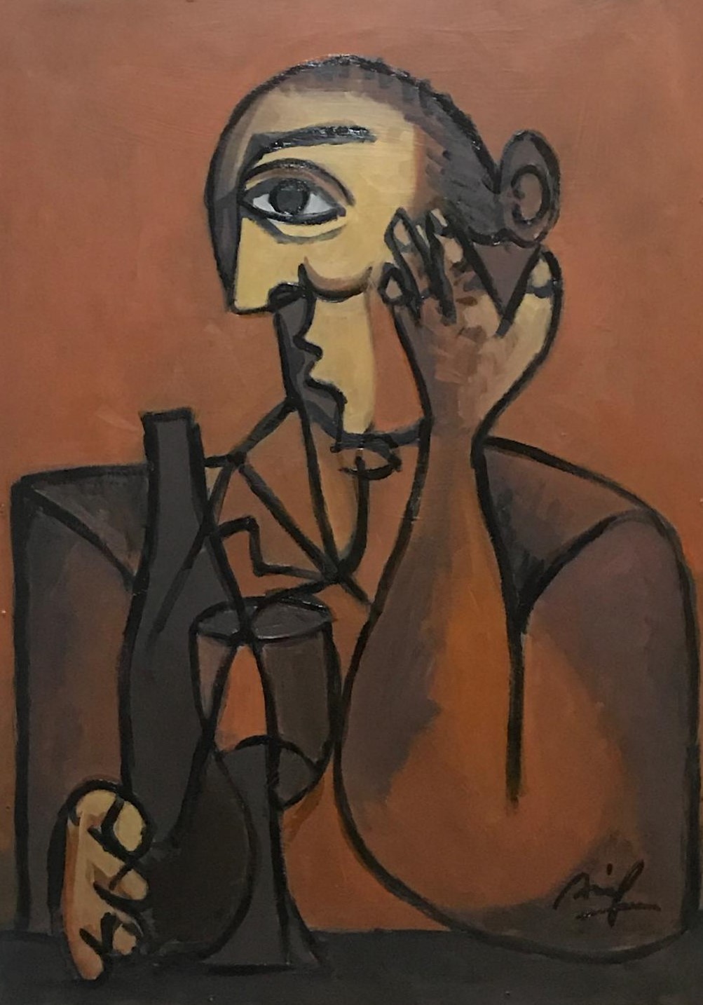 Man with a Bottle and a Glass — AJ60 — Arif Jamil – Visual Artist