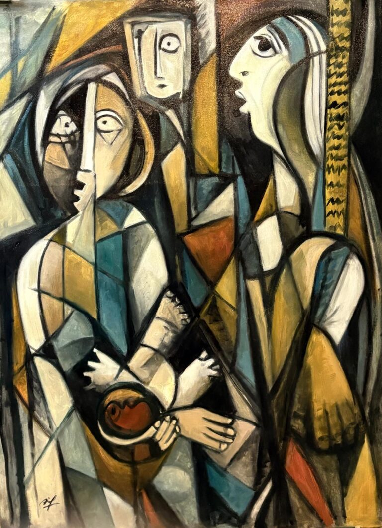 Artwork AJ143 - by artist Arif Jamil, olie på lærred, Studio Archive