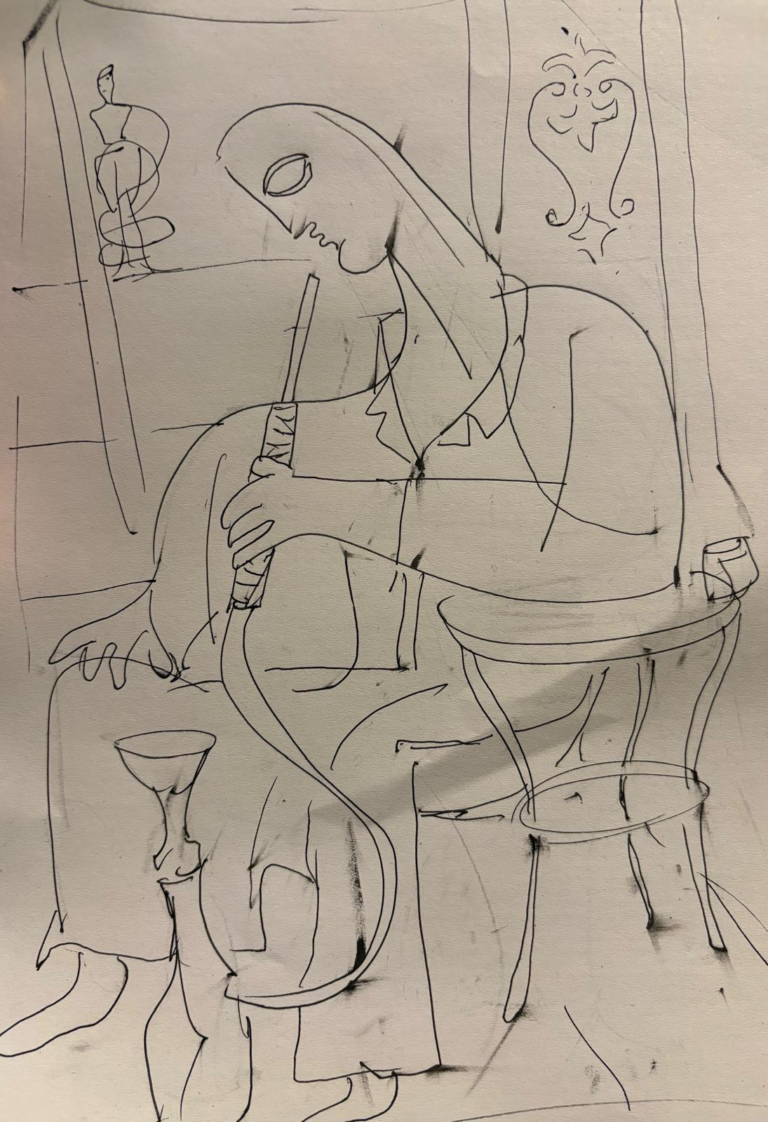 Artwork AJ190 — blæktegning på papir | Studio Archive — Arif Jamil