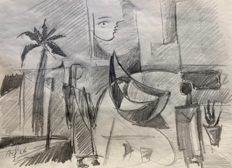 Artwork AJ197 — blyant på papir | Studio Archive — Arif Jamil