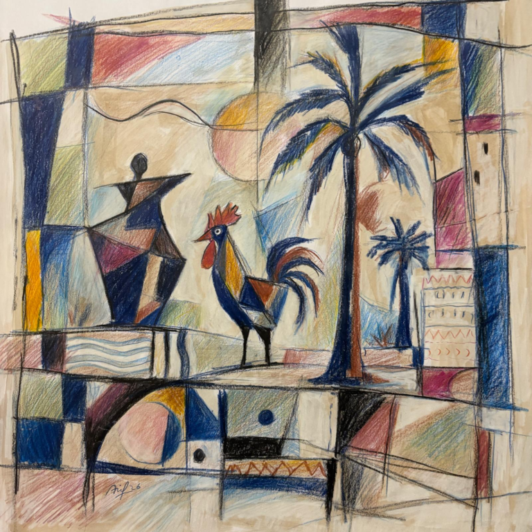 Artwork AJ198 — farveblyanter på papir | Studio Archive — Arif Jamil