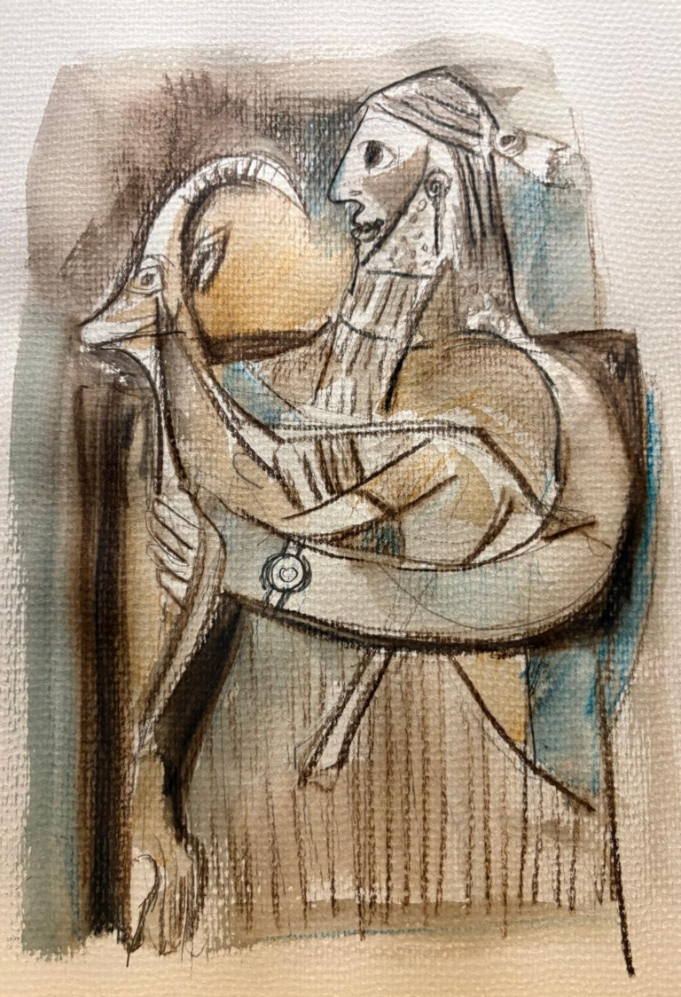 Sumerian Man with a Deer - 215 — AJ215 — Arif Jamil – Visual Artist