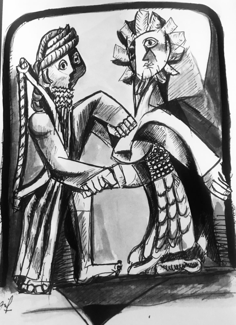 Sumerisk scene – 224 — AJ224 — Arif Jamil – Billedkunstner