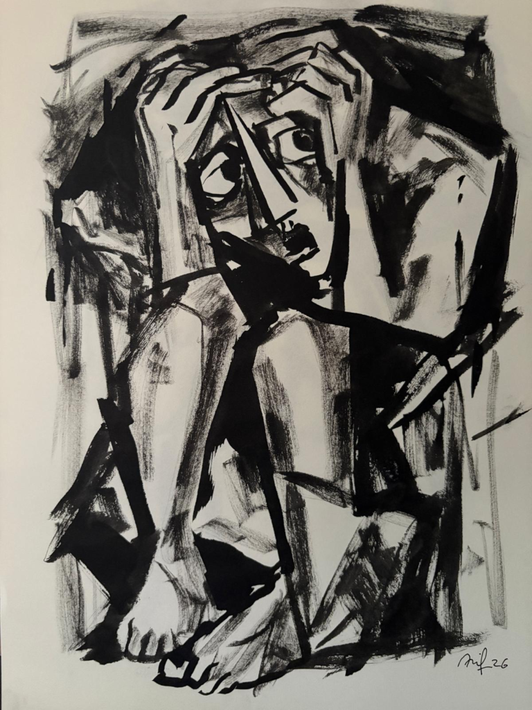 Artwork AJ280 — blæktegning på papir | Studio Archive — Arif Jamil