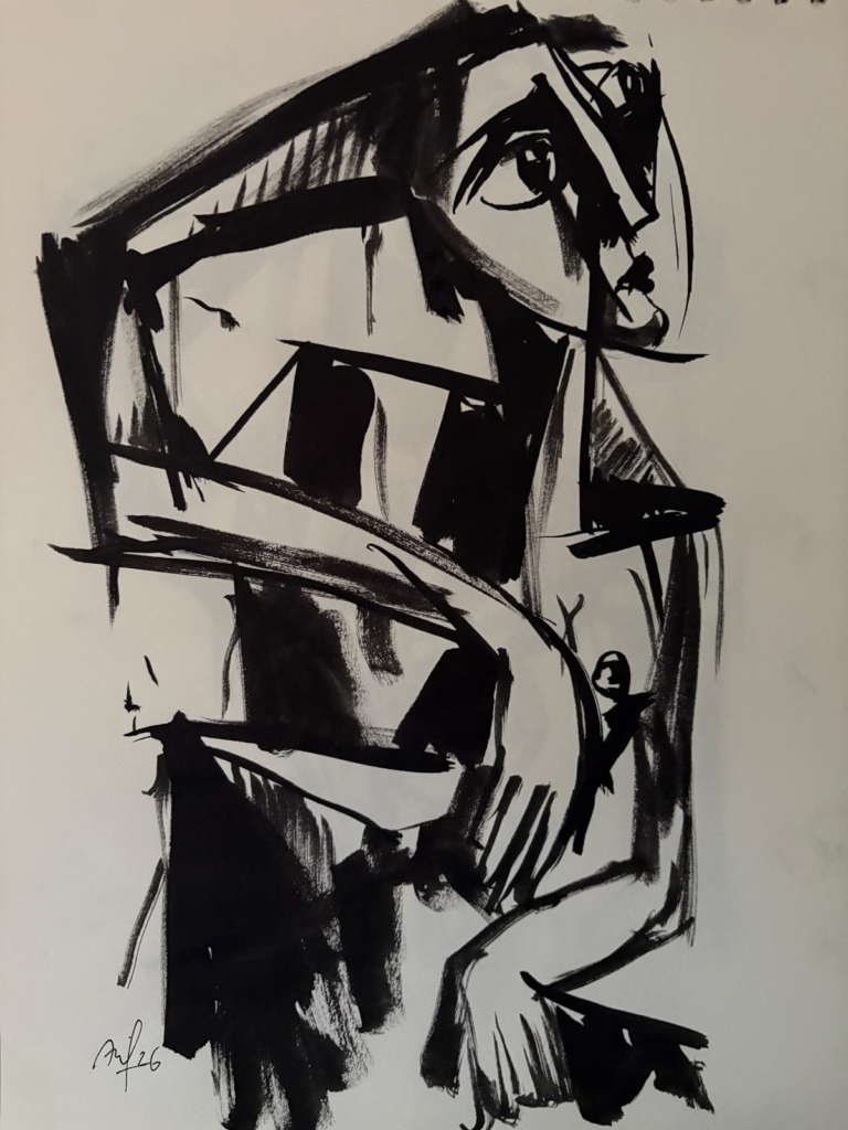 Artwork AJ285 — blæktegning på papir | Studio Archive — Arif Jamil